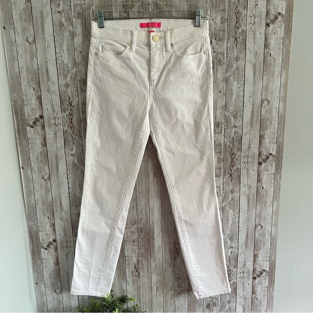 Lilly Pulitzer White Ocean Skinny Jeans Coastal Preppy Classic Size 2